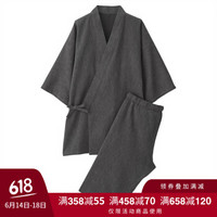 无印良品 MUJI 男式 华夫格编织 和服式夏季短装 炭灰色 S