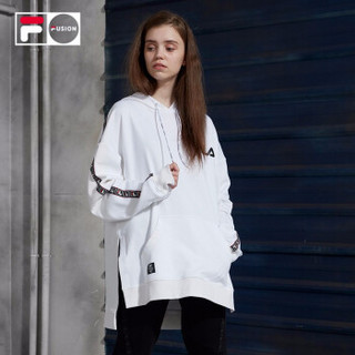 FILA FUSION 斐乐官方 情侣卫衣男女 2019秋季新品长袖连帽中长款宽松潮上衣女 标准白-WT（宽松版型，建议拍小一码） 175/96A/L