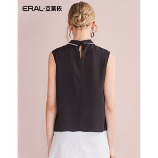 ERAL 艾莱依 商场同款新款雪纺衫女夏无袖上衣两件套601822015 黑色 160/84A/M