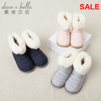davebella戴维贝拉童鞋男女童冬季加绒加厚保暖雪地靴 婴幼儿靴子 灰色 125