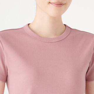 无印良品 MUJI 女式 双罗纹编织 圆领短袖T恤 粉红色 L