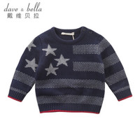 戴维贝拉davebella秋冬款男童针织衫 男宝宝套头针织毛衣DB6213 藏青 3T/90cm(建议身高80-90cm)