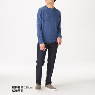 無印良品 MUJI 無印良品  男式 牦牛绒羊毛 圆领毛衣 蓝色 M