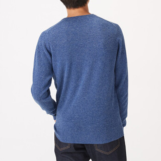 無印良品 MUJI 無印良品  男式 牦牛绒羊毛 圆领毛衣 蓝色 M