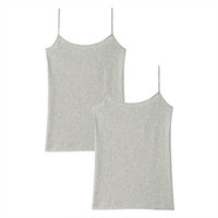 无印良品 無印良品 MUJI 女式 棉混弹力 吊带衫 2件装 灰色 M