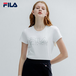 1FILA 斐乐官方 女子短袖T恤 2019夏季新品休闲运动针织LOGO短袖衫 标准白-WT 170/88A/L