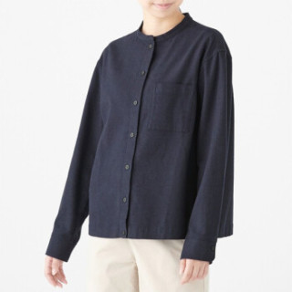 商品无印良品 muji 女式 新疆棉法兰绒 立领衬衫 深海军蓝 s