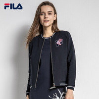 FILA 斐乐官方旗舰店 运动外套女春秋  2019新款立领针织上衣刺绣印花时尚潮流女装 传奇蓝-NV 165/84A/M