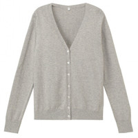 無印良品 MUJI 無印良品 女式 棉强捻V领开衫 粉色 L