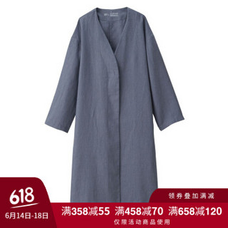 无印良品 MUJI 女式 亚麻 大衣 烟熏蓝色 L