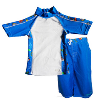 澳洲BanZ 儿童游泳防晒透气时尚游泳套装中袖 蓝色怪兽印花(中袖) [2码]2-3岁