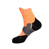 准者篮球袜子  长筒运动袜    毛巾底加厚吸汗减震精英袜中高筒（单双装） 黑/中灰/荧光橙