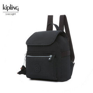 Kipling凯浦林官网2018新款女包双肩包K71415轻便休闲学院风背包 黑色