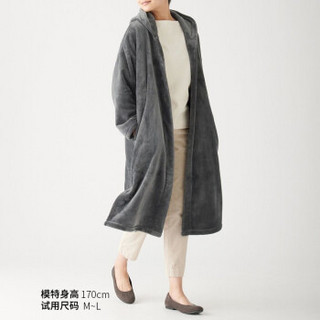 无印良品 MUJI 女式 保暖细纤维 带风帽大衣 炭灰色 女式 XS-S