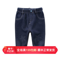 davebella戴维贝拉男女童冬季新品牛仔裤子宝宝加绒保暖牛仔长裤 牛仔蓝色 80cm(24M(建议身高73-80cm))