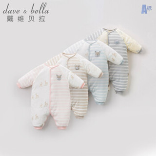 davebella戴维贝拉冬装婴幼儿宝宝连体衣保暖长爬服 灰色小羊印花 66cm(12M（建议身高66cm）)