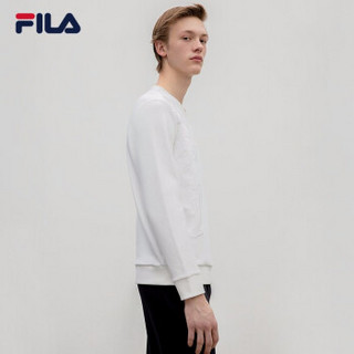 FILA 斐乐官方 套头卫衣男  2019秋季新款运动休闲针织套头衫 标准白-WT 180/100A/XL