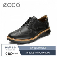 ECCO爱步商务皮鞋男绅士布洛克鞋雕花正装鞋 拉夏600854 黑色60085401001 43