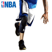 NBA AQ 篮球护膝 减震足球护腿 加长运动护具蜂窝防撞 单只装 AQ0022AA 黑色 XL