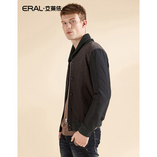 艾莱依新款男士外穿羽绒服白鸭绒短款立领ERAL19020-EDCB 马鞍棕 175/96A/L