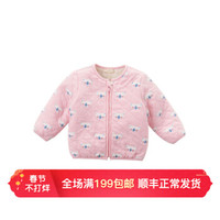 davebella戴维贝拉冬装新品女童夹棉保暖印花棉衣棒球服棉服夹克 DB4273-H 粉色狐狸 100cm(4T(建议身高90-100cm))