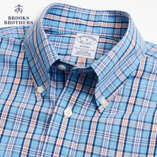 Brooks Brothers/布克兄弟男士免烫格纹扣结领休闲衬衫1000064236 4003-蓝色 L