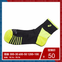 ASICS亚瑟士 2019秋冬中性袜子 条纹跑步袜QUARTER 3013A210-100 黑色/黄绿色 L