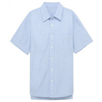 無印良品 MUJI 無印良品  男式 棉水洗 平纹短袖衬衫 天蓝色 M