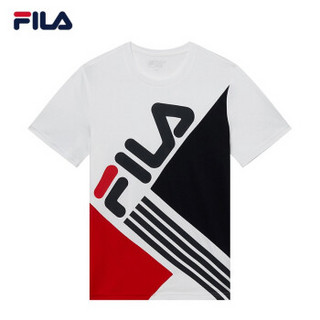 FILA 斐乐官方 男子短袖T恤 2019夏季新品肤时尚LOGO撞色短T男 标准白-WT 175/96A(L)