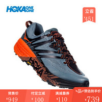 HOKA ONE ONE男飞速羚羊3快羚羊3减震平衡越野跑步鞋耐磨轻便缓冲运动 风暴灰/柑橘色 US 9.5 /275mm