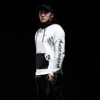 MSGD 运动卫衣男长袖高领连帽拼色上衣 White 雪峰白 XL(现货发售)