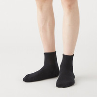 無印良品 MUJI 男式 合脚直角足底起绒 短袜 黑色 25-27cm