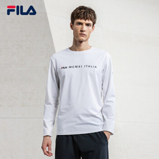 FILA 斐乐官方 RED系列长袖男T恤新款时尚男上衣 白色-WT 175/96A/L