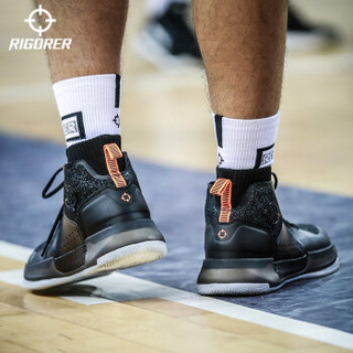 准者篮球鞋男鞋耐磨外场2019夏季碳纤透气防滑减震高帮战靴学生运动鞋 黑/橙 42.5