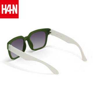 汉（HAN）情侣偏光太阳镜男女款 时尚墨镜潮韩版司机镜 59308 绿框黑灰片
