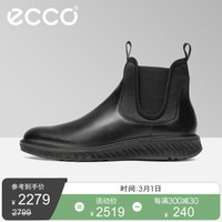 ECCO爱步2019冬季新款男士皮靴正装切尔西牛皮靴子 适动836714 黑色83671401001 43