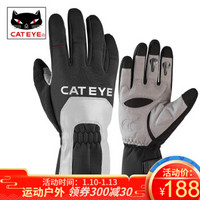 猫眼（CATEYE） 自行车手套冬季保暖山地车摩托车骑行手套男女骑行装备 黑灰色 S