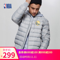 NBA 勇士队灰色18秋冬新品短款保暖运动轻薄羽绒服 图片色 XL