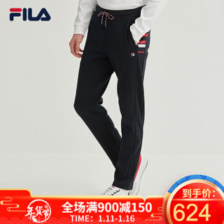 1FILA 斐乐官方 男子长裤 2019冬季新款 直筒休闲针织长裤运动裤 传奇蓝-NV 175/84A/L