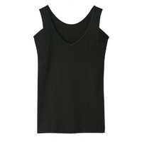 无印良品 無印良品 MUJI 女式 棉质凉爽 带吸汗衬垫 背心 黑色 XS