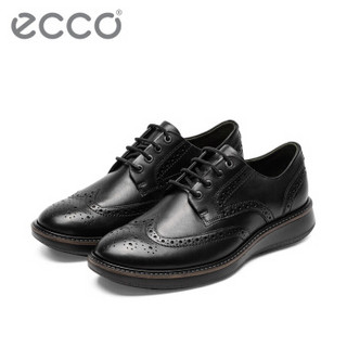 ECCO爱步商务正装鞋布洛克男鞋缓震时尚拷花男士皮鞋 拉夏600824 黑色60082401001 44