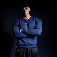 MSGD卫衣男 冬季运动彩点棉加绒套头长袖加厚上衣  勇士系列 蓝色(彩点色织技术) S(现货出售)