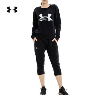 Under Armour 安德玛官方 UA女子 RIVAL 抓绒圆领运动卫衣-1345048 黑色001 L