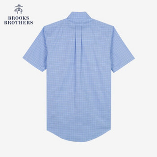 Brooks Brothers/布克兄弟免烫格子短袖牛津衬衫1000045976 59-4000浅蓝色 18