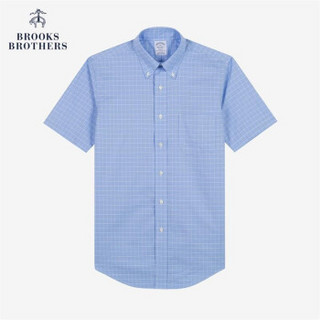 Brooks Brothers/布克兄弟免烫格子短袖牛津衬衫1000045976 59-4000浅蓝色 18