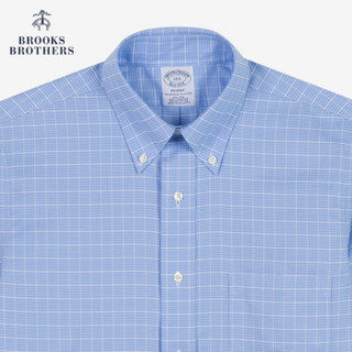 Brooks Brothers/布克兄弟免烫格子短袖牛津衬衫1000045976 59-4000浅蓝色 18