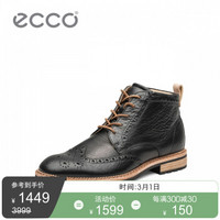 ECCO爱步男士复古个性皮靴布洛克雕花正装鞋潮流高帮鞋 唯途 I 640344 黑色64034401001 43