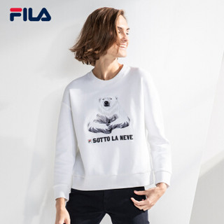 FILA（斐乐）套装女2018冬季新品时尚印花套头衫卫衣运动休闲长裤女裤 标准白-F11W848208FWT,F11W848 165/84A/M