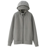 無印良品 MUJI 無印良品  男式 棉混双重编织 不易沾水连帽衫 中灰色 S