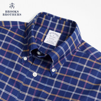 Brooks Brothers/布克兄弟男士免烫格纹长袖商务衬衫 1000046568 4004-藏青色 S